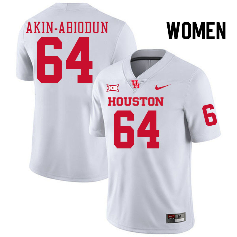 Women #64 Ezekiel Akin-Abiodun Houston Cougars College Football Jerseys Stitched-White